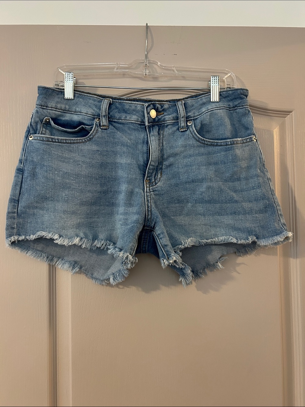 Just USA Light Blue Frayed Hem Denim Shorts